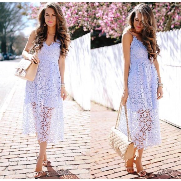 ASTR The Label Lace Midi Dress Pale Purple Medium - Picture 7 of 12